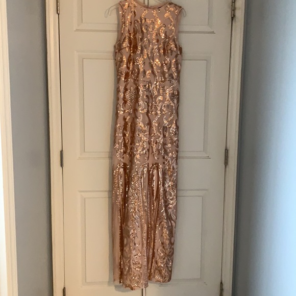 Beautiful / homecoming/ sequins long rose gold pink prom dress - Picture 4 of 6